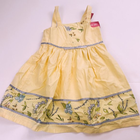 NWT Gymboree Girl Yellow Floral Print Dress & Matching Sock Size 3T - Picture 2 of 6